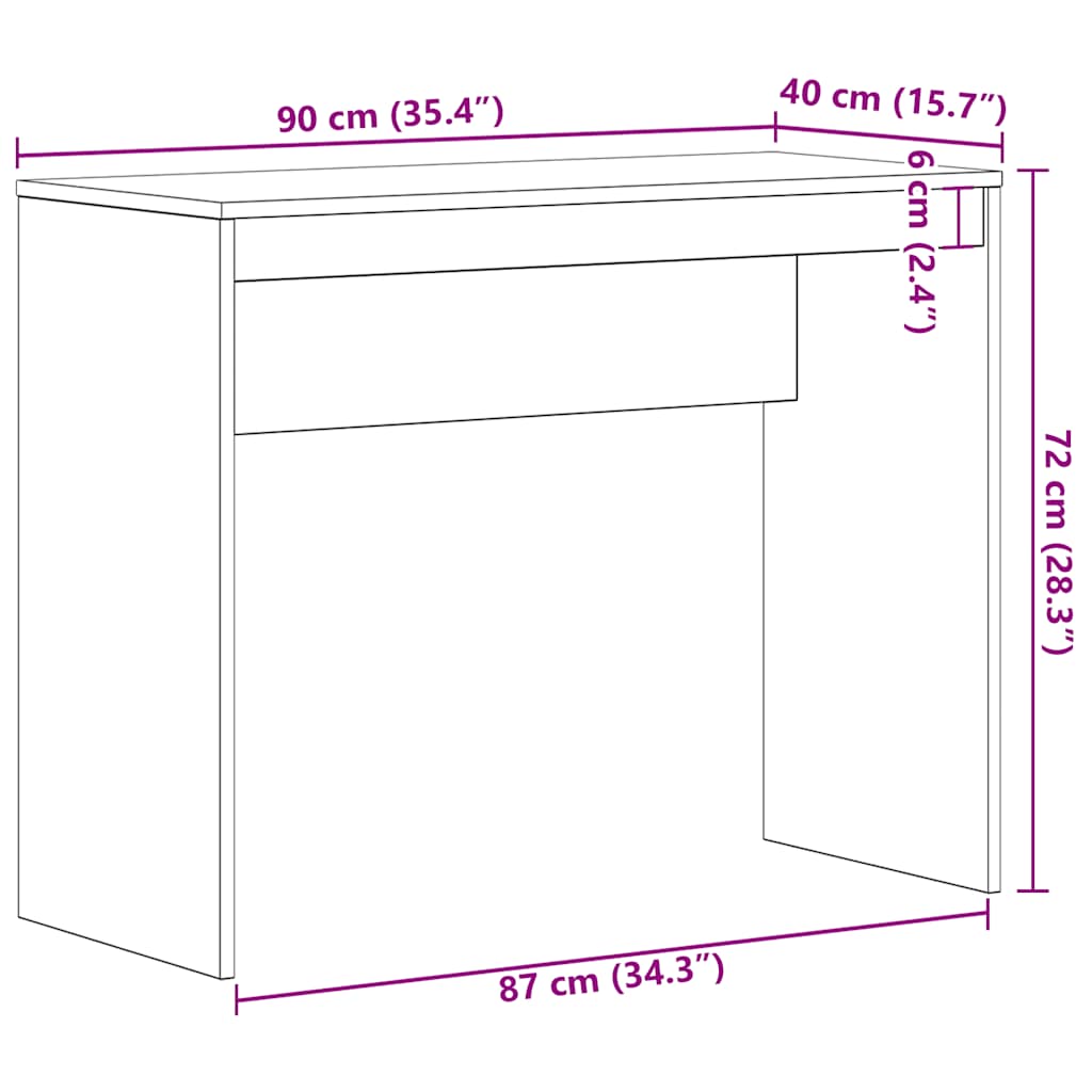 Bureau Zwart Eiken 90x40x72 cm Bewerkt Hout is nu te koop bij PeponiXL, paradijselijk wonen!