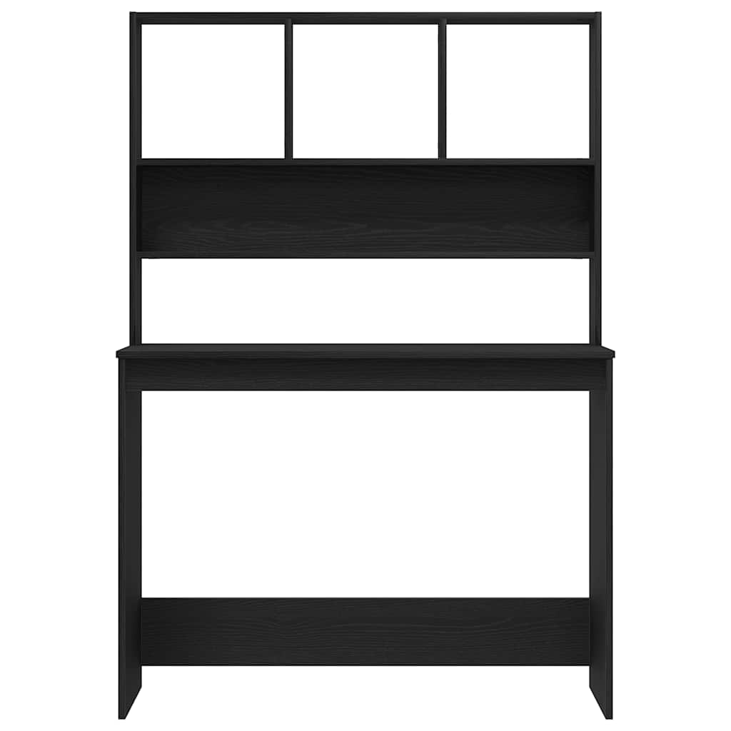 Bureau met schappen 102x45x148 cm bewerkt hout zwart eikenkleur is nu te koop bij PeponiXL, paradijselijk wonen!