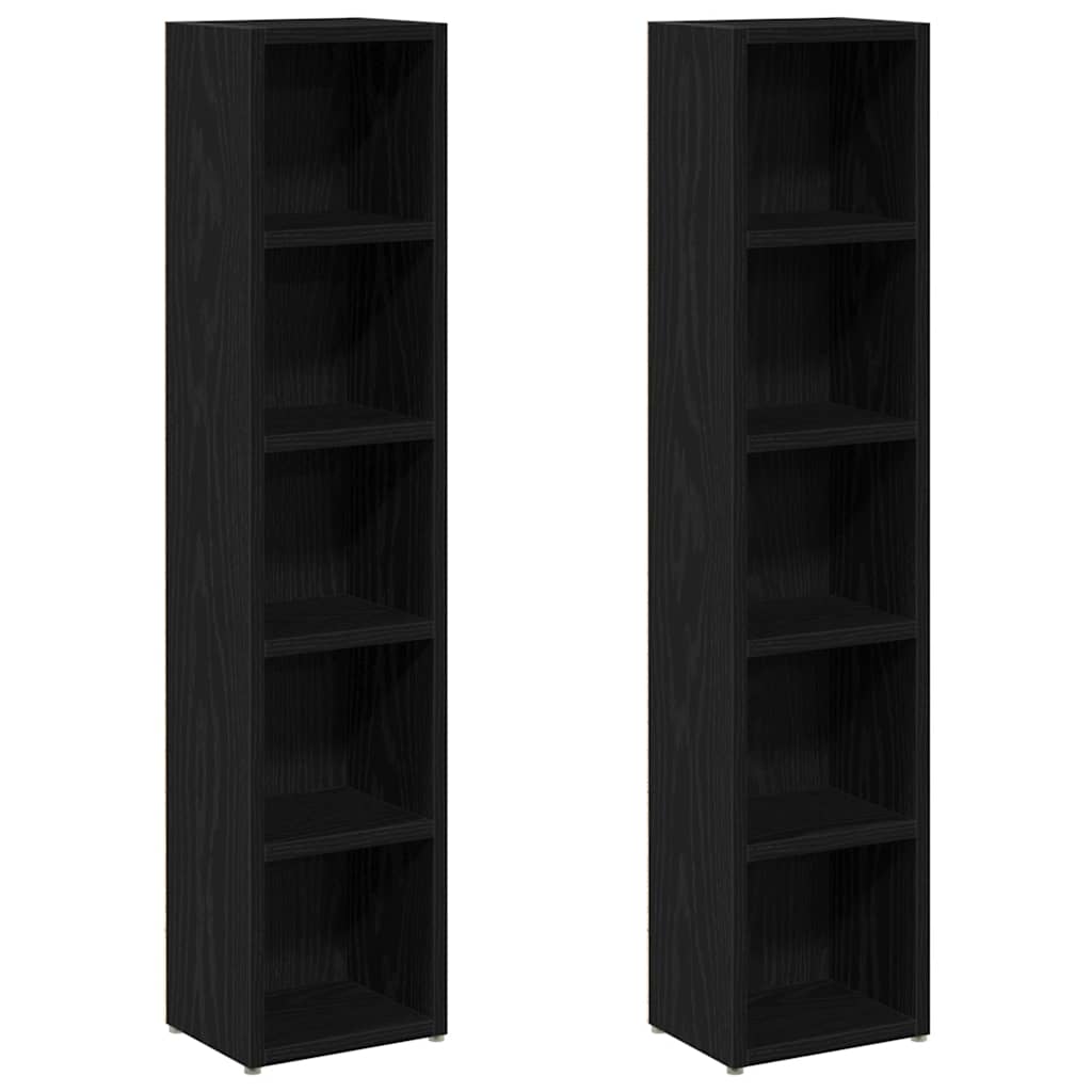 CD-kasten 2 st 21x16x93,5 cm spaanplaat zwart eikenkleurig is nu te koop bij PeponiXL, paradijselijk wonen!