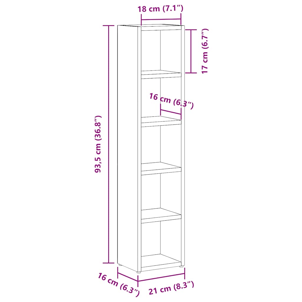 CD-kasten 2 st 21x16x93,5 cm spaanplaat zwart eikenkleurig is nu te koop bij PeponiXL, paradijselijk wonen!