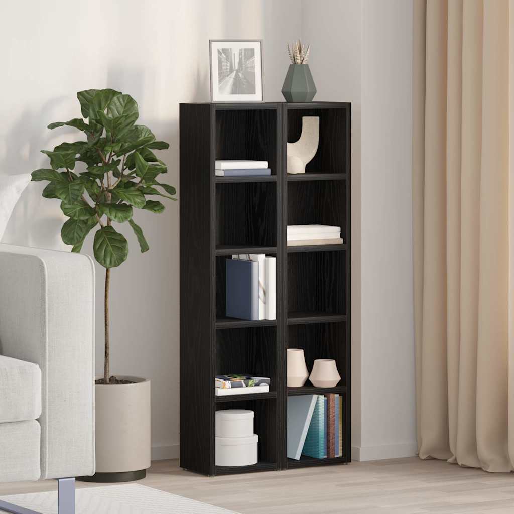 CD-kasten 2 st 21x16x93,5 cm spaanplaat zwart eikenkleurig is nu te koop bij PeponiXL, paradijselijk wonen!