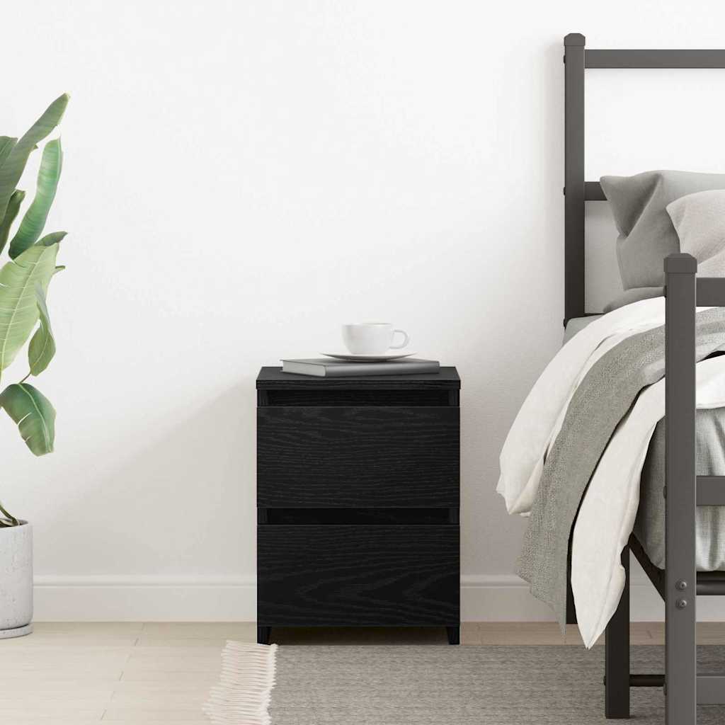 Nachtkastje met lade Zwart Eiken 30 x 30 x 40 cm Bewerkt hout is nu te koop bij PeponiXL, paradijselijk wonen!