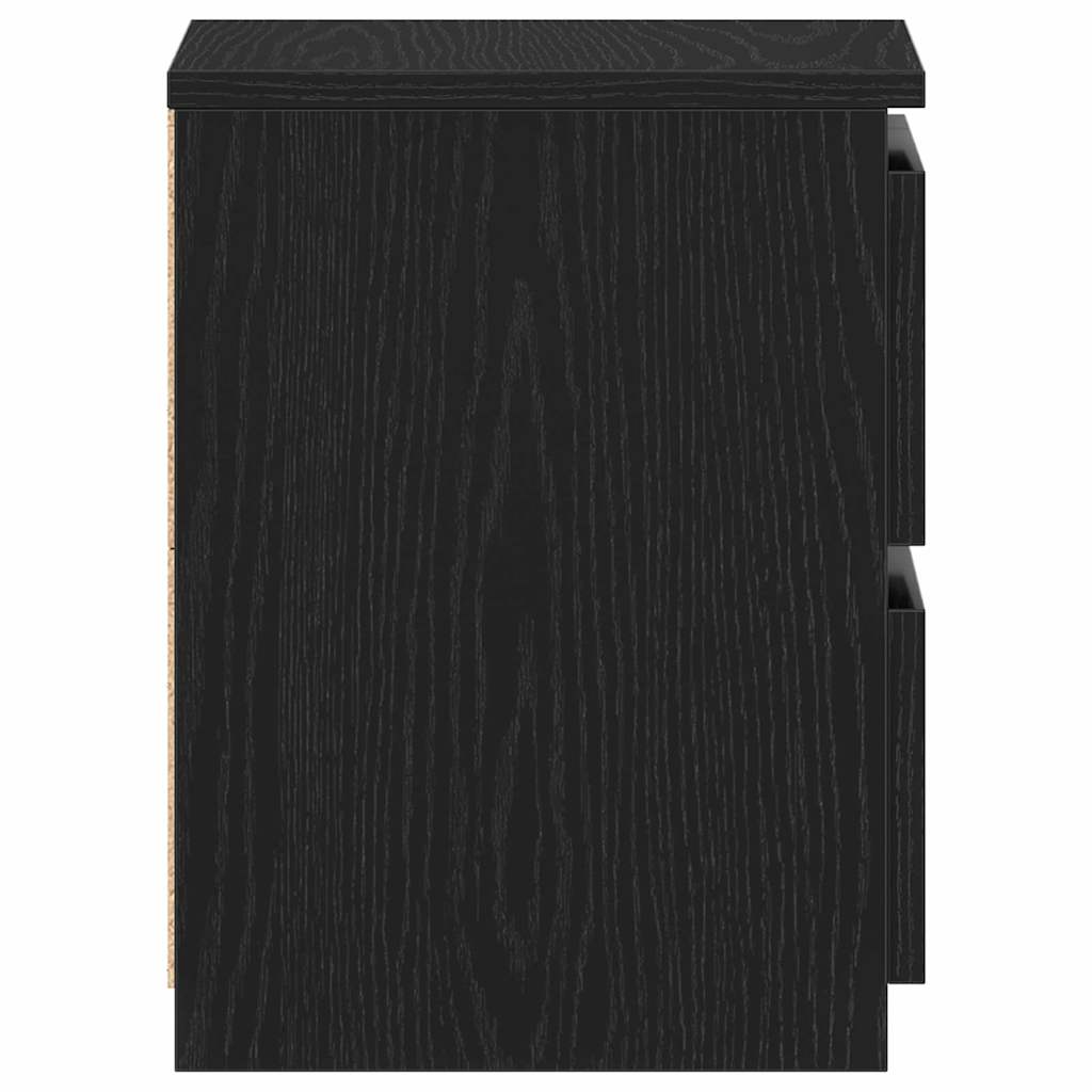 Nachtkastje 2 pcs Zwart Eiken 30 x 30 x 40 cm Bewerkt hout is nu te koop bij PeponiXL, paradijselijk wonen!