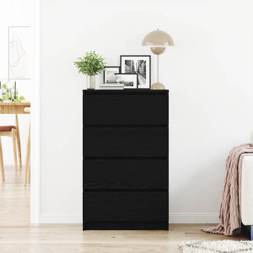Dressoir 60x35x98,5 cm spaanplaat zwart eikenkleurig is nu te koop bij PeponiXL, paradijselijk wonen!