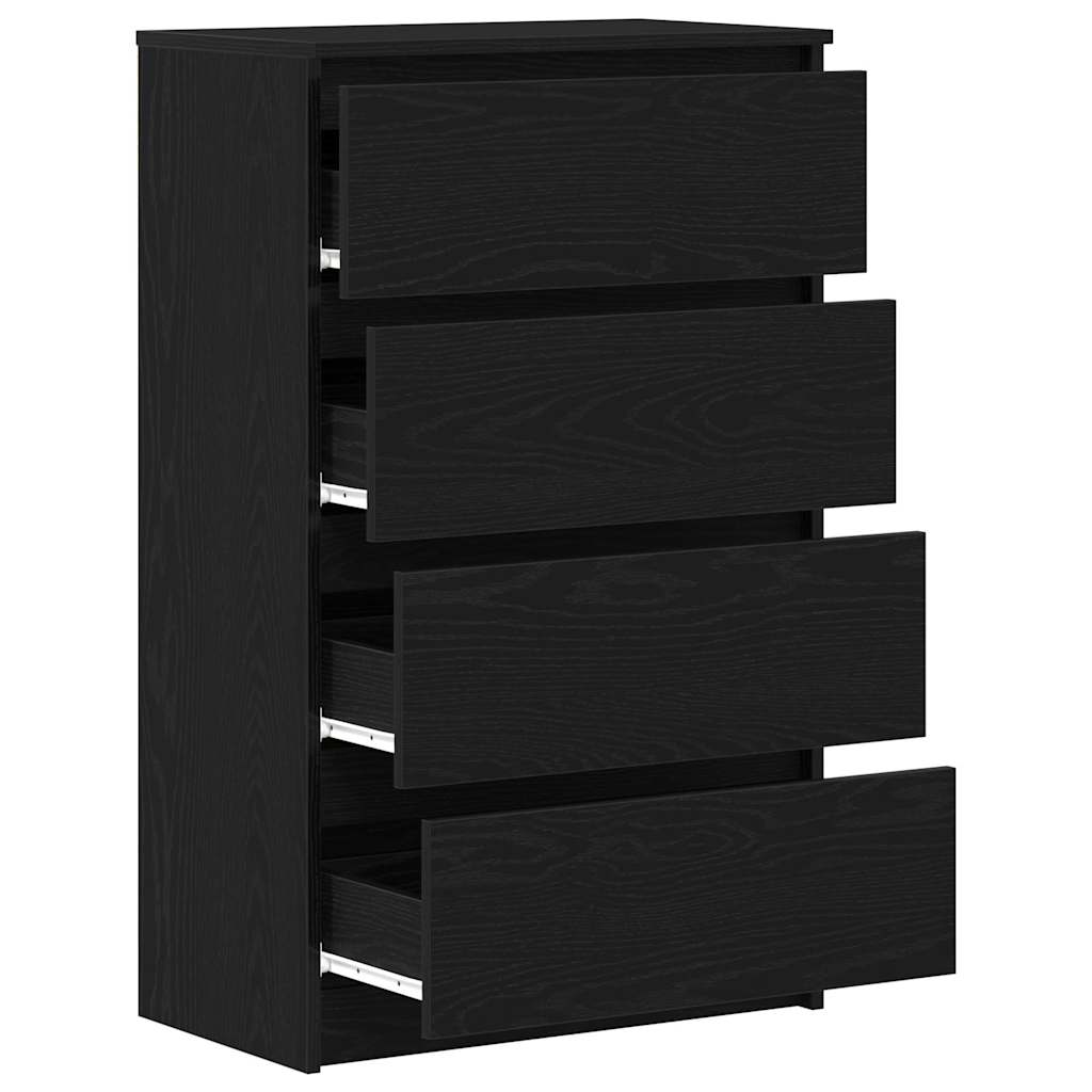 Dressoir 60x35x98,5 cm spaanplaat zwart eikenkleurig is nu te koop bij PeponiXL, paradijselijk wonen!