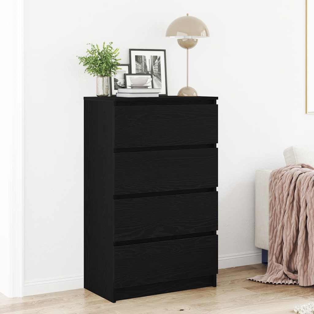 Dressoir 60x35x98,5 cm spaanplaat zwart eikenkleurig is nu te koop bij PeponiXL, paradijselijk wonen!