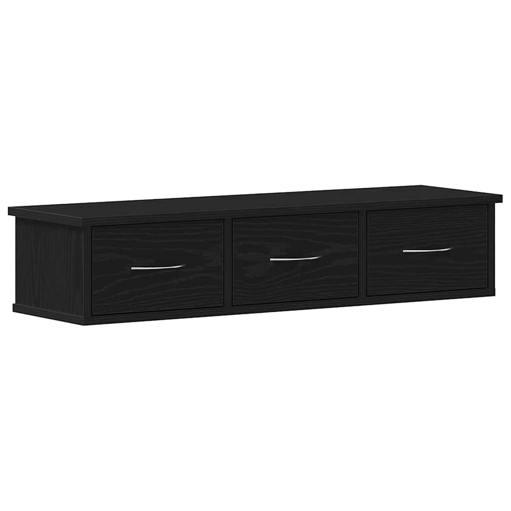 Wandkast 88x26x18,5 cm spaanplaat zwart eikenkleurig is nu te koop bij PeponiXL, paradijselijk wonen!