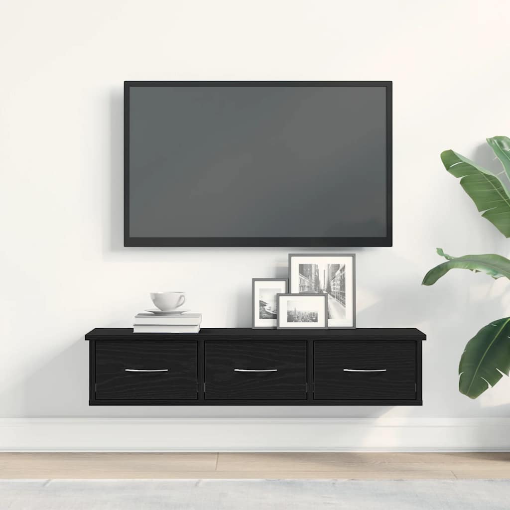 Wandkast 88x26x18,5 cm spaanplaat zwart eikenkleurig is nu te koop bij PeponiXL, paradijselijk wonen!