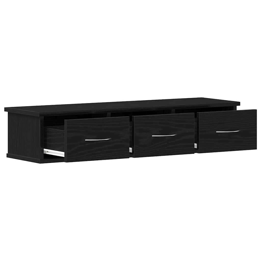 Wandkast 88x26x18,5 cm spaanplaat zwart eikenkleurig is nu te koop bij PeponiXL, paradijselijk wonen!