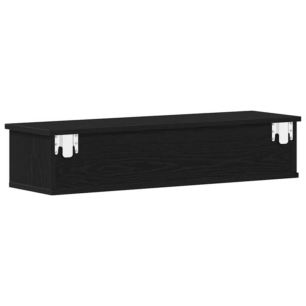Wandkast 88x26x18,5 cm spaanplaat zwart eikenkleurig is nu te koop bij PeponiXL, paradijselijk wonen!