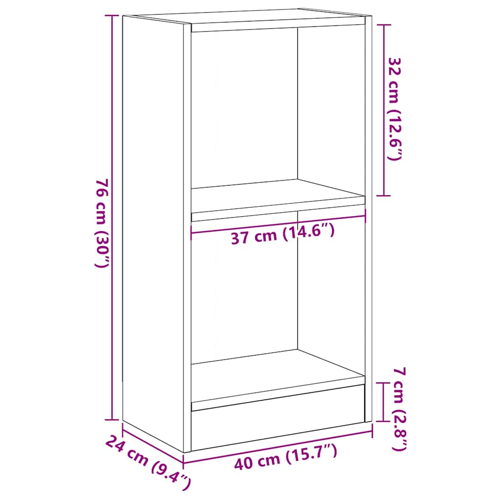 Boekenkast 40x24x76 cm spaanplaat zwart eikenkleurig is nu te koop bij PeponiXL, paradijselijk wonen!