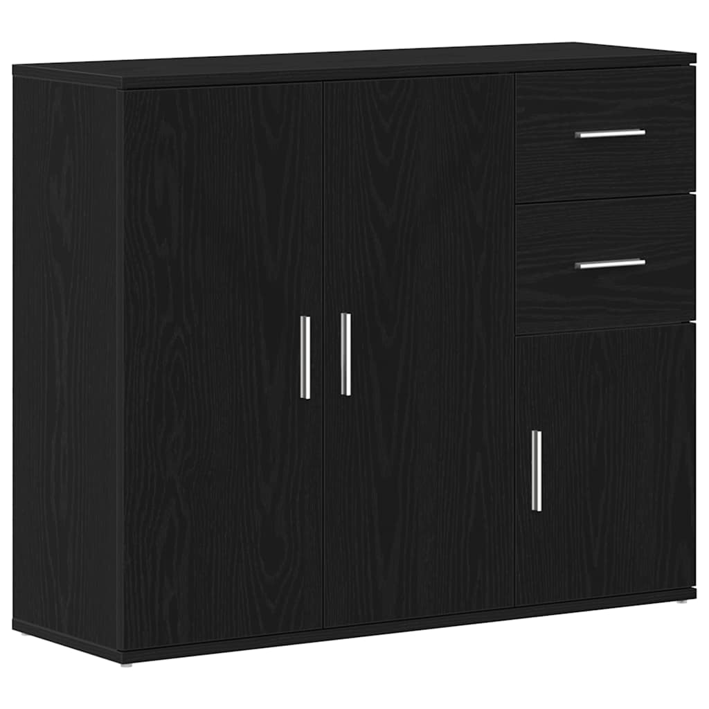 Dressoir zwart eiken 91x29,5x75 cm bewerkt hout is nu te koop bij PeponiXL, paradijselijk wonen!