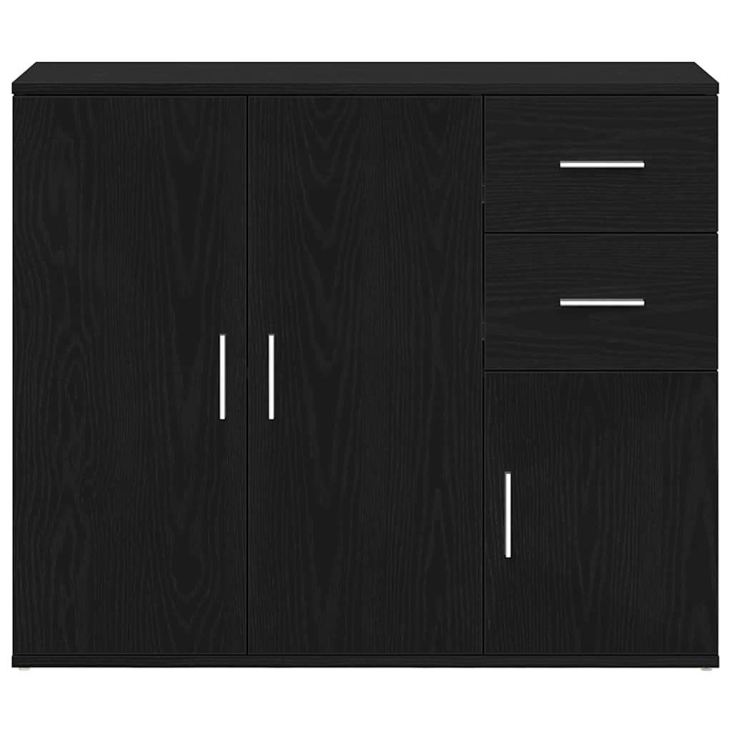 Dressoir zwart eiken 91x29,5x75 cm bewerkt hout is nu te koop bij PeponiXL, paradijselijk wonen!