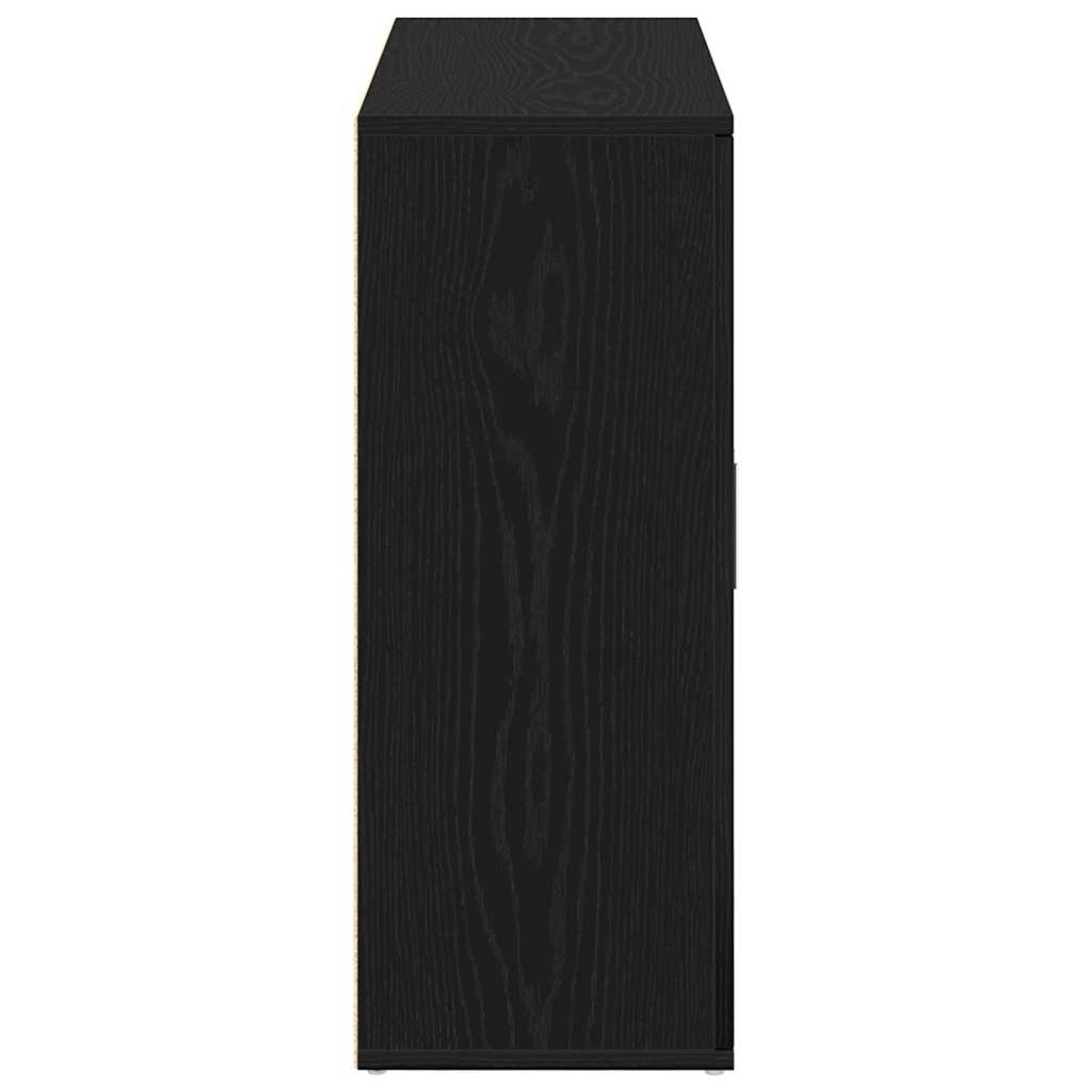 Dressoir zwart eiken 91x29,5x75 cm bewerkt hout is nu te koop bij PeponiXL, paradijselijk wonen!