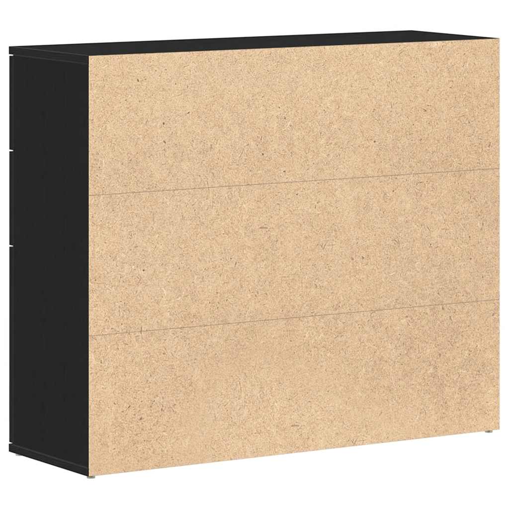 Dressoir zwart eiken 91x29,5x75 cm bewerkt hout is nu te koop bij PeponiXL, paradijselijk wonen!