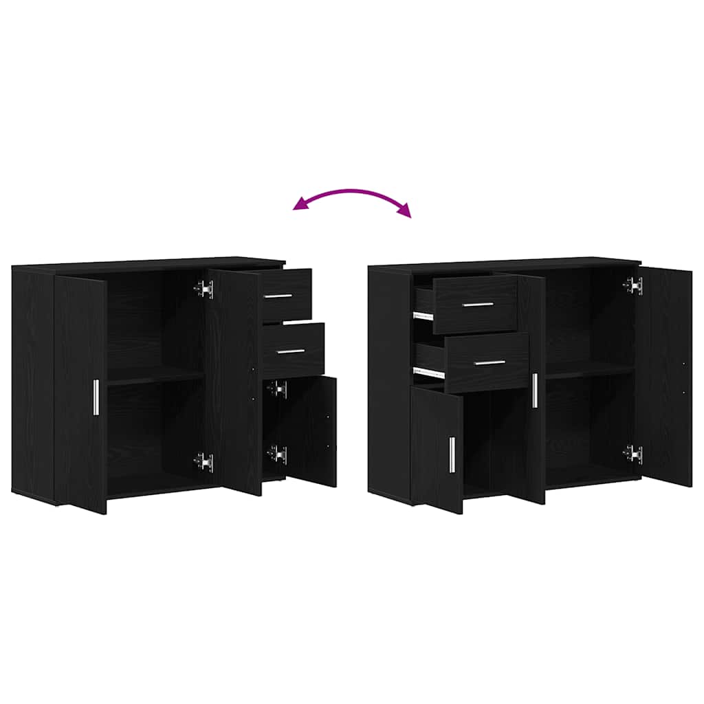 Dressoir zwart eiken 91x29,5x75 cm bewerkt hout is nu te koop bij PeponiXL, paradijselijk wonen!