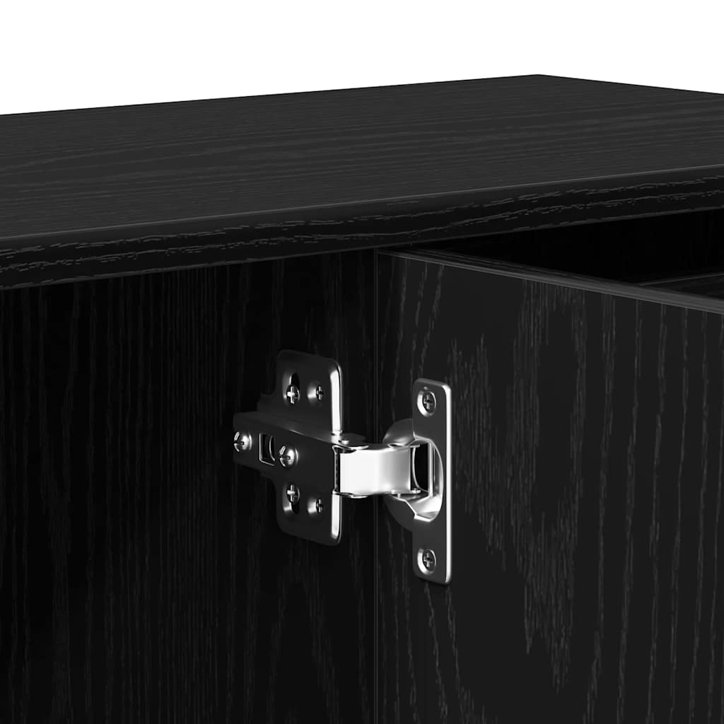 Dressoir zwart eiken 91x29,5x75 cm bewerkt hout is nu te koop bij PeponiXL, paradijselijk wonen!