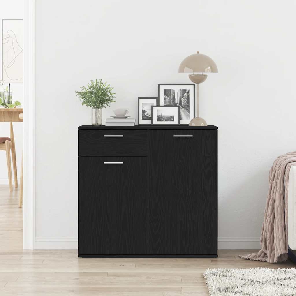 Dressoir 80x36x75 cm bewerkt hout zwart eikenkleurig is nu te koop bij PeponiXL, paradijselijk wonen!