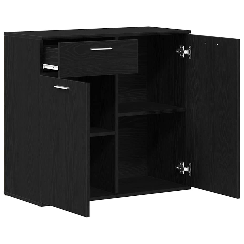 Dressoir 80x36x75 cm bewerkt hout zwart eikenkleurig is nu te koop bij PeponiXL, paradijselijk wonen!