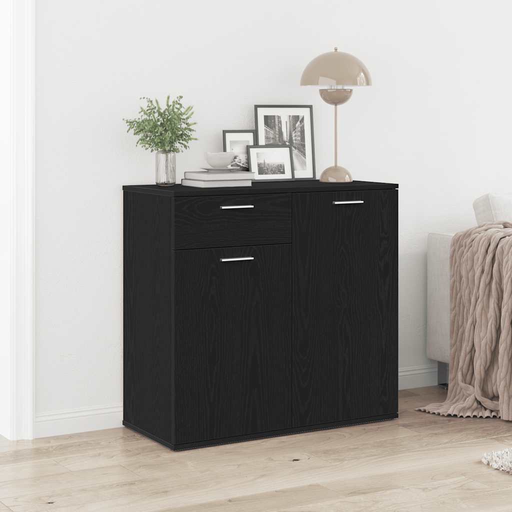 Dressoir 80x36x75 cm bewerkt hout zwart eikenkleurig is nu te koop bij PeponiXL, paradijselijk wonen!
