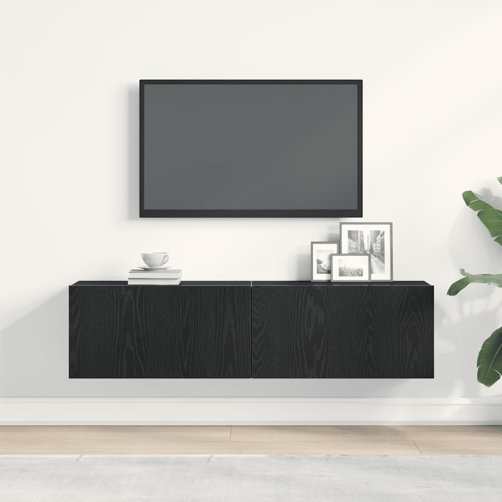Tv-meubel 120x30x30,5 cm spaanplaat zwart eikenkleurig is nu te koop bij PeponiXL, paradijselijk wonen!