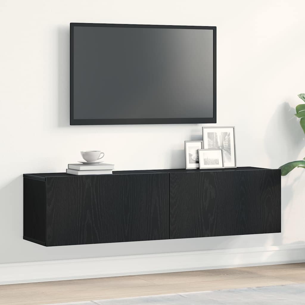 Tv-meubel 120x30x30,5 cm spaanplaat zwart eikenkleurig is nu te koop bij PeponiXL, paradijselijk wonen!