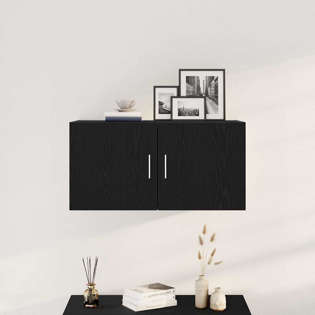 Wandkast 80x39x40 cm spaanplaat zwart eikenkleurig is nu te koop bij PeponiXL, paradijselijk wonen!