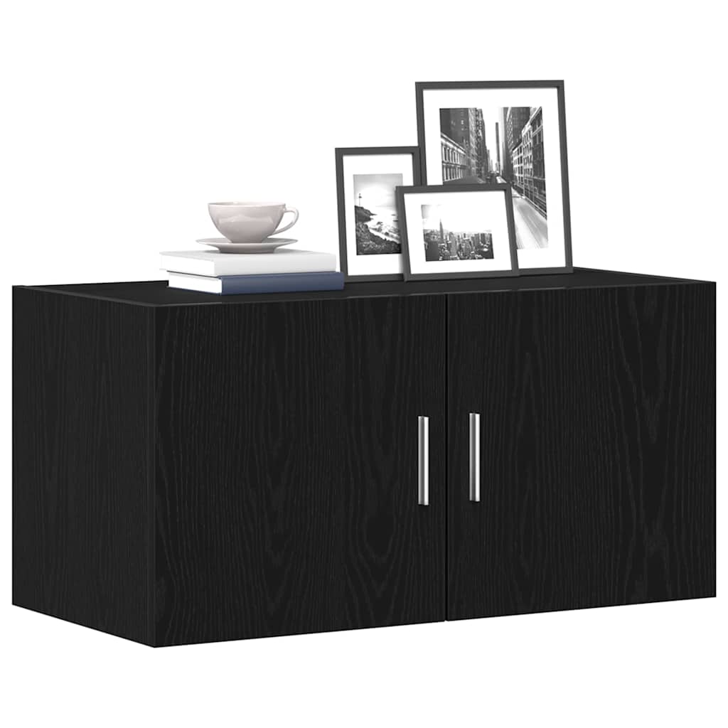 Wandkast 80x39x40 cm spaanplaat zwart eikenkleurig is nu te koop bij PeponiXL, paradijselijk wonen!