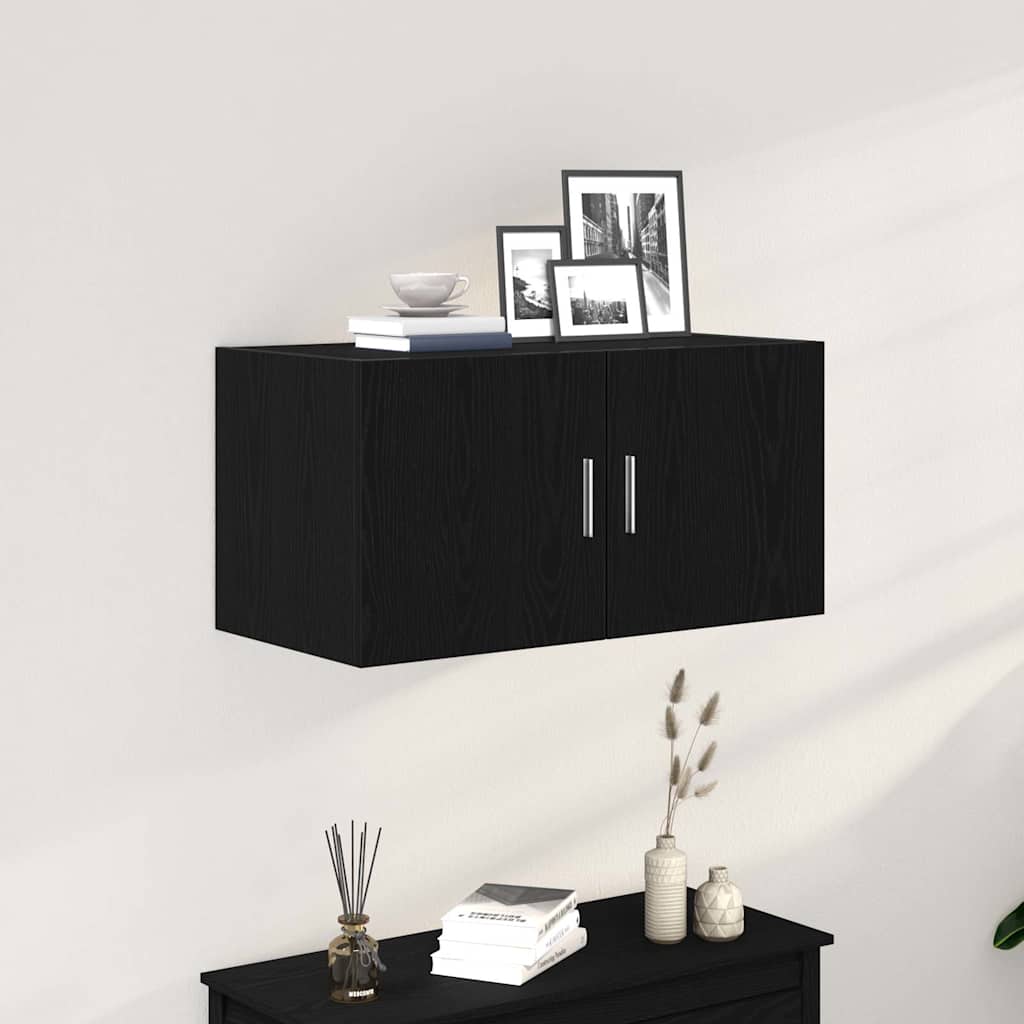 Wandkast 80x39x40 cm spaanplaat zwart eikenkleurig is nu te koop bij PeponiXL, paradijselijk wonen!