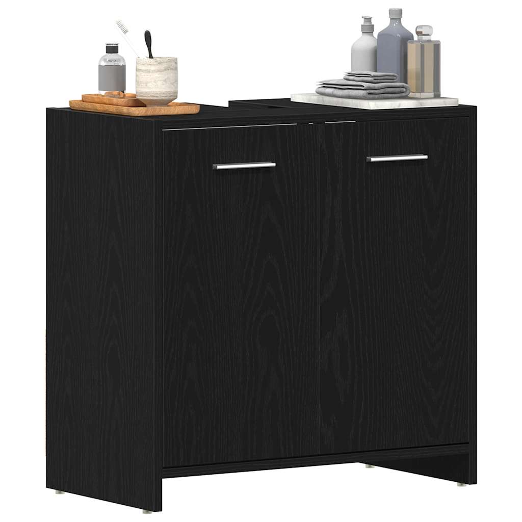 Wastafelmeubel 60x33x60 cm spaanplaat zwart eikenkleurig is nu te koop bij PeponiXL, paradijselijk wonen!
