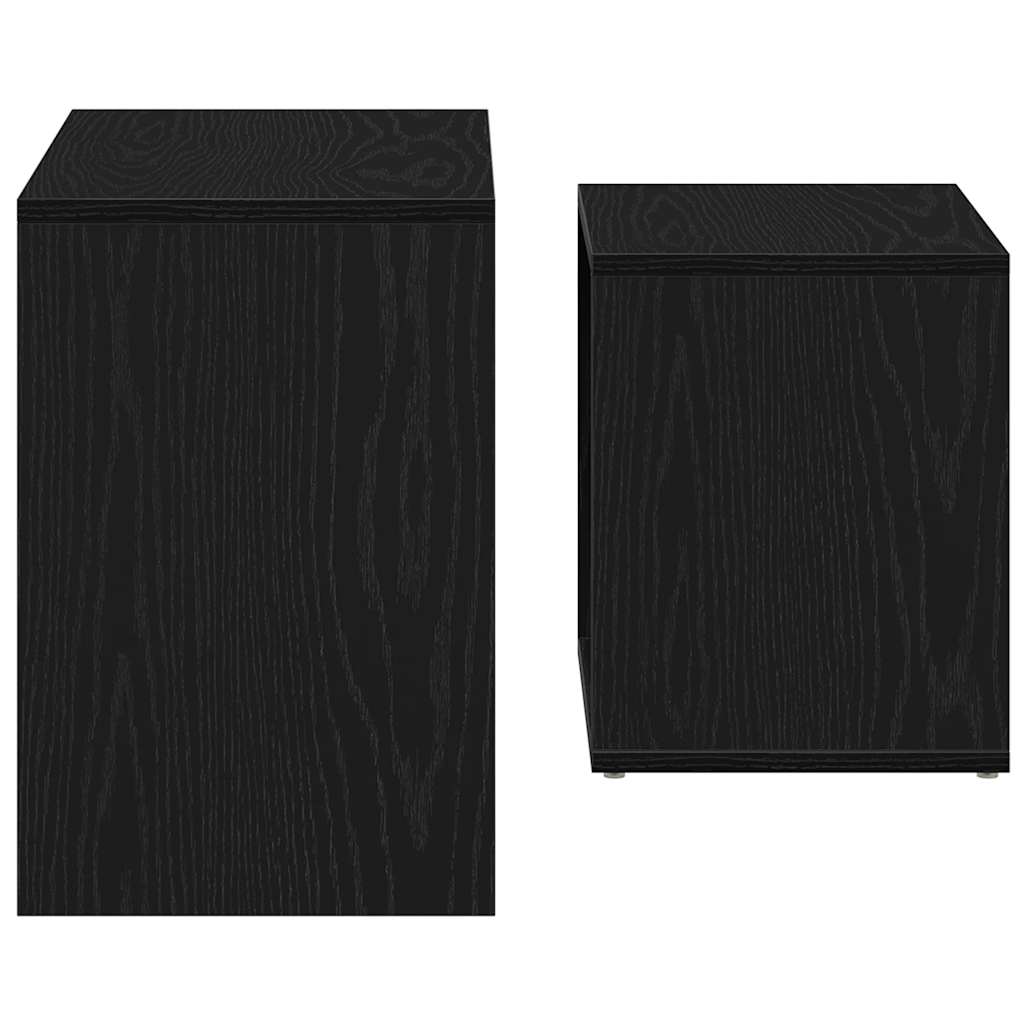 Salontafels 2 st bewerkt hout zwart eikenkleur is nu te koop bij PeponiXL, paradijselijk wonen!