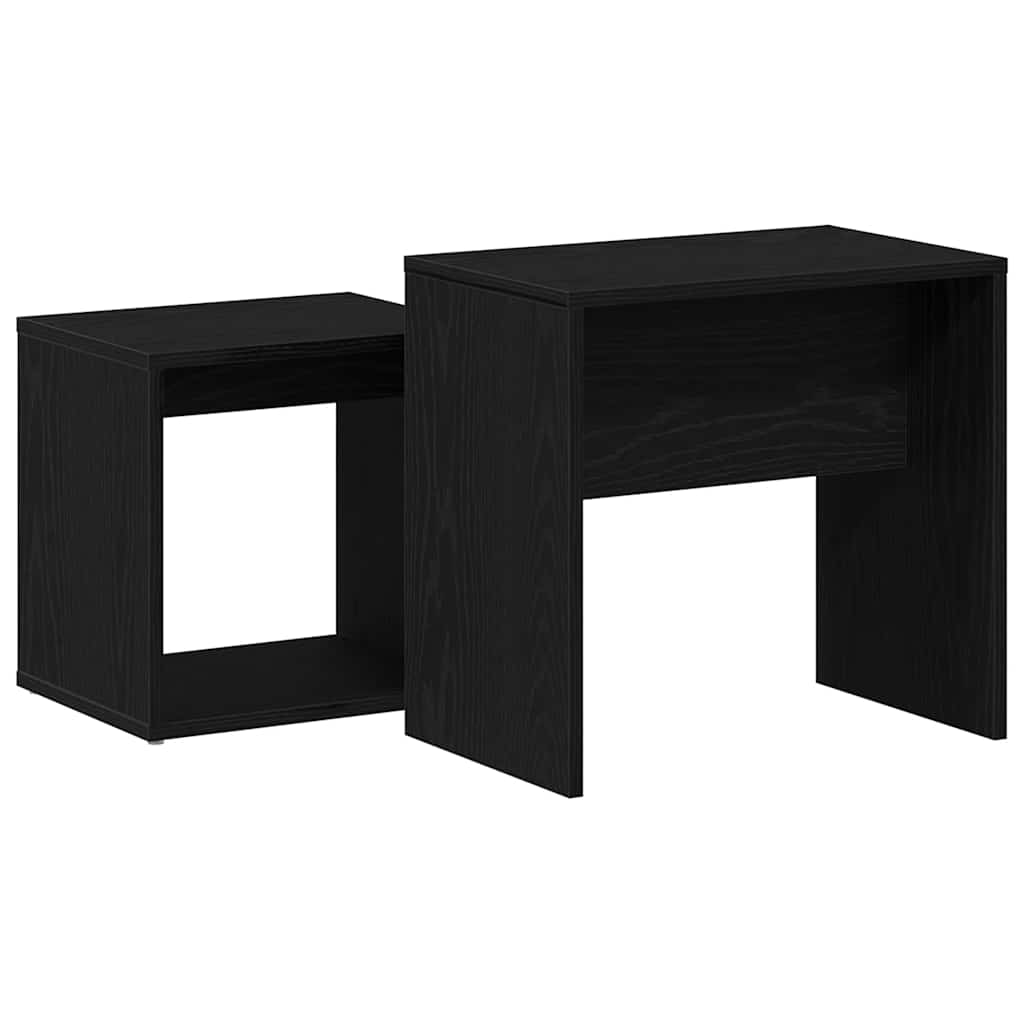 Salontafels 2 st bewerkt hout zwart eikenkleur is nu te koop bij PeponiXL, paradijselijk wonen!
