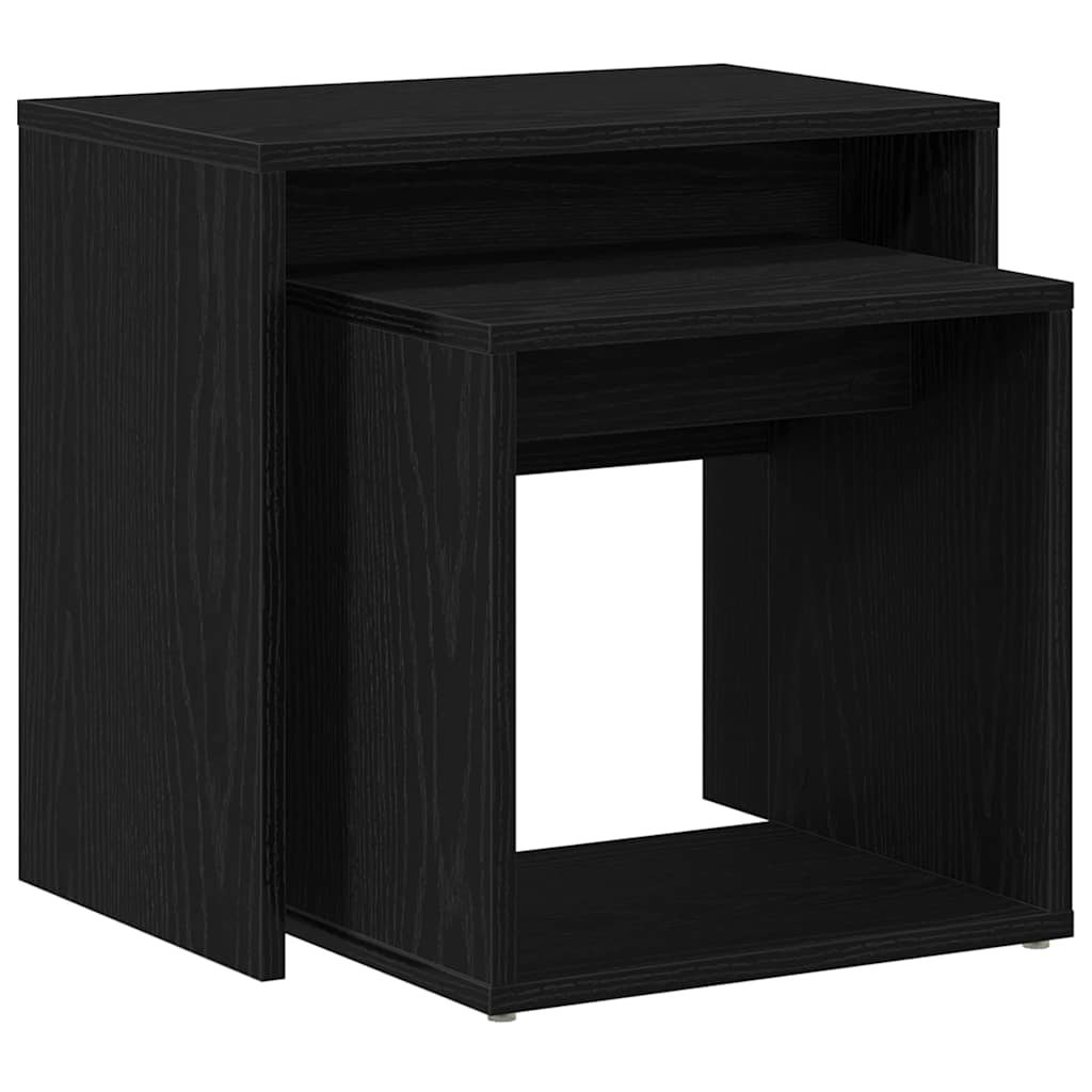 Salontafels 2 st bewerkt hout zwart eikenkleur is nu te koop bij PeponiXL, paradijselijk wonen!