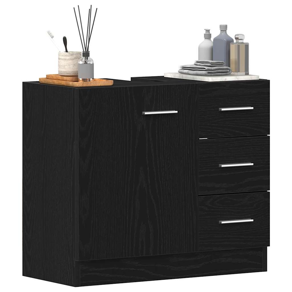 Wastafelkast 63x30x54 cm spaanplaat zwart eikenkleurig is nu te koop bij PeponiXL, paradijselijk wonen!