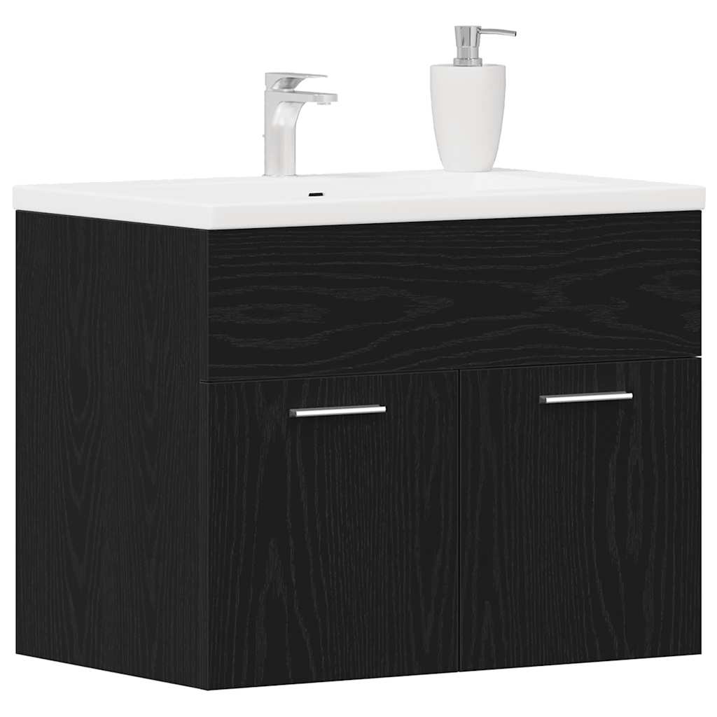Wastafelkast 60x38,5x46 cm bewerkt hout zwart eikenkleurig is nu te koop bij PeponiXL, paradijselijk wonen!