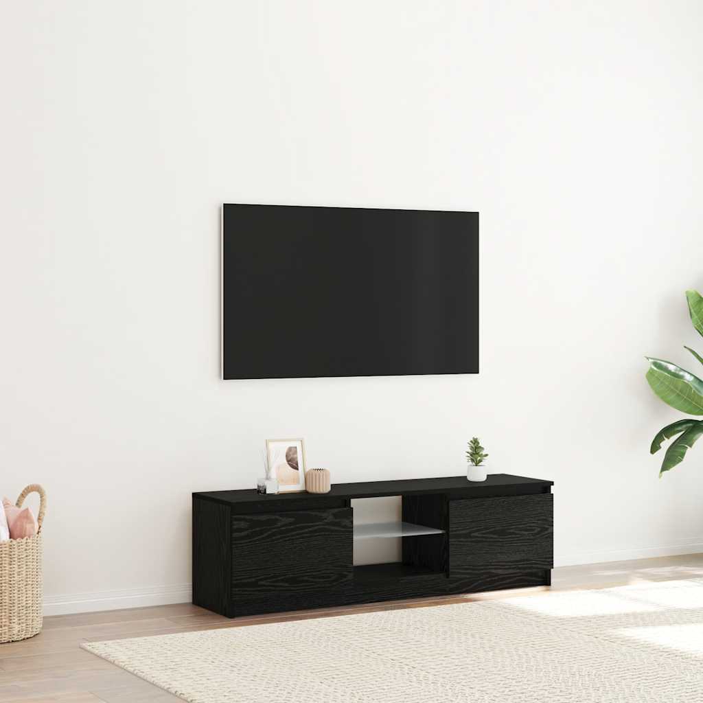 Tv-meubel met LED 120x30x36 cm bewerkt hout zwart eiken is nu te koop bij PeponiXL, paradijselijk wonen!