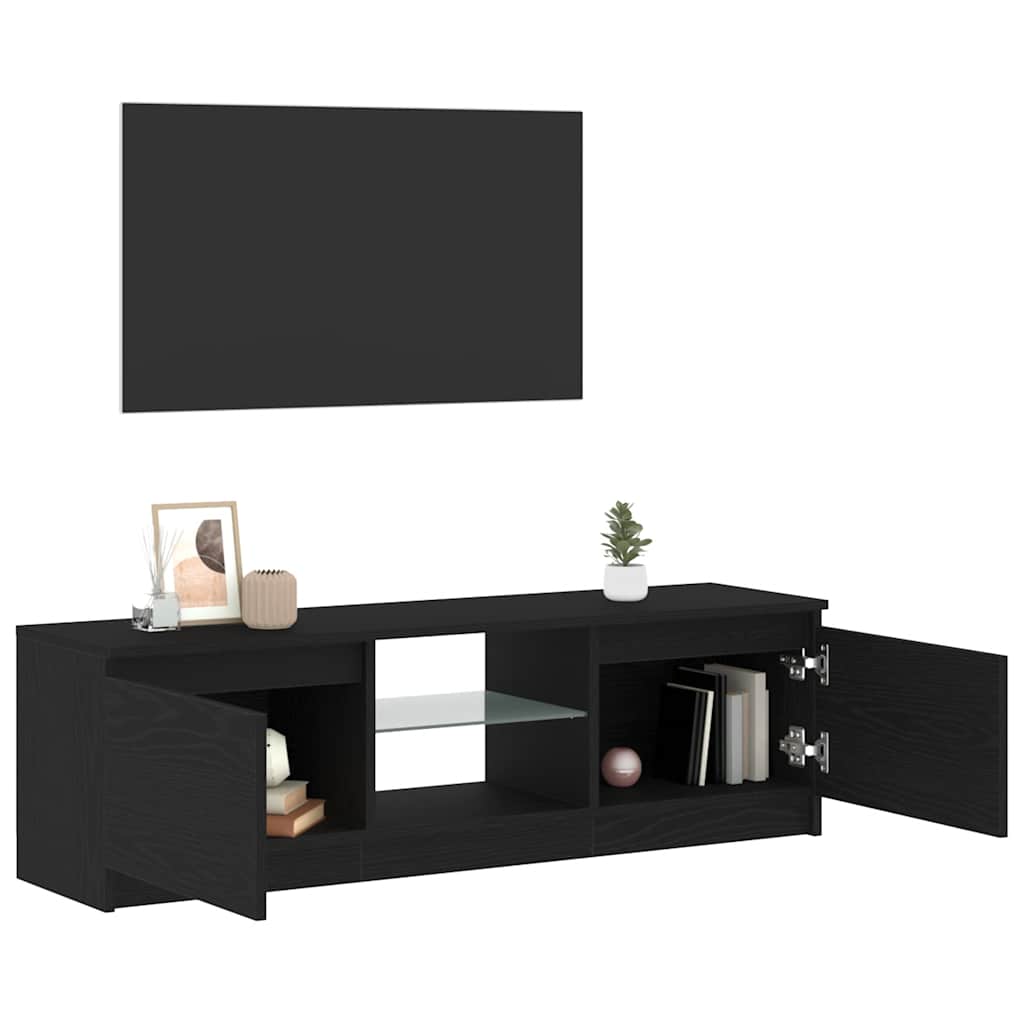 Tv-meubel met LED 120x30x36 cm bewerkt hout zwart eiken is nu te koop bij PeponiXL, paradijselijk wonen!