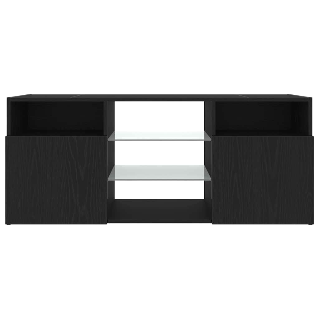 Tv-meubel met LED 120x30x50 cm bewerkt hout zwart eiken is nu te koop bij PeponiXL, paradijselijk wonen!