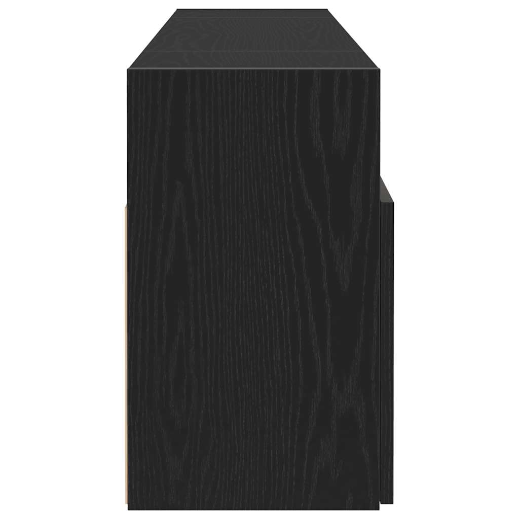 Tv-meubel met LED 120x30x50 cm bewerkt hout zwart eiken is nu te koop bij PeponiXL, paradijselijk wonen!