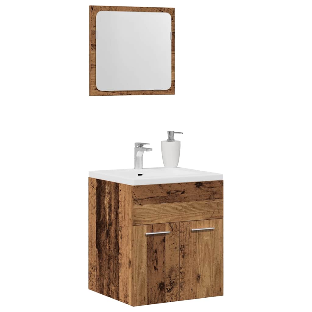 2-delige Badkamermeubelset bewerkt hout oud houtkleurig is nu te koop bij PeponiXL, paradijselijk wonen!