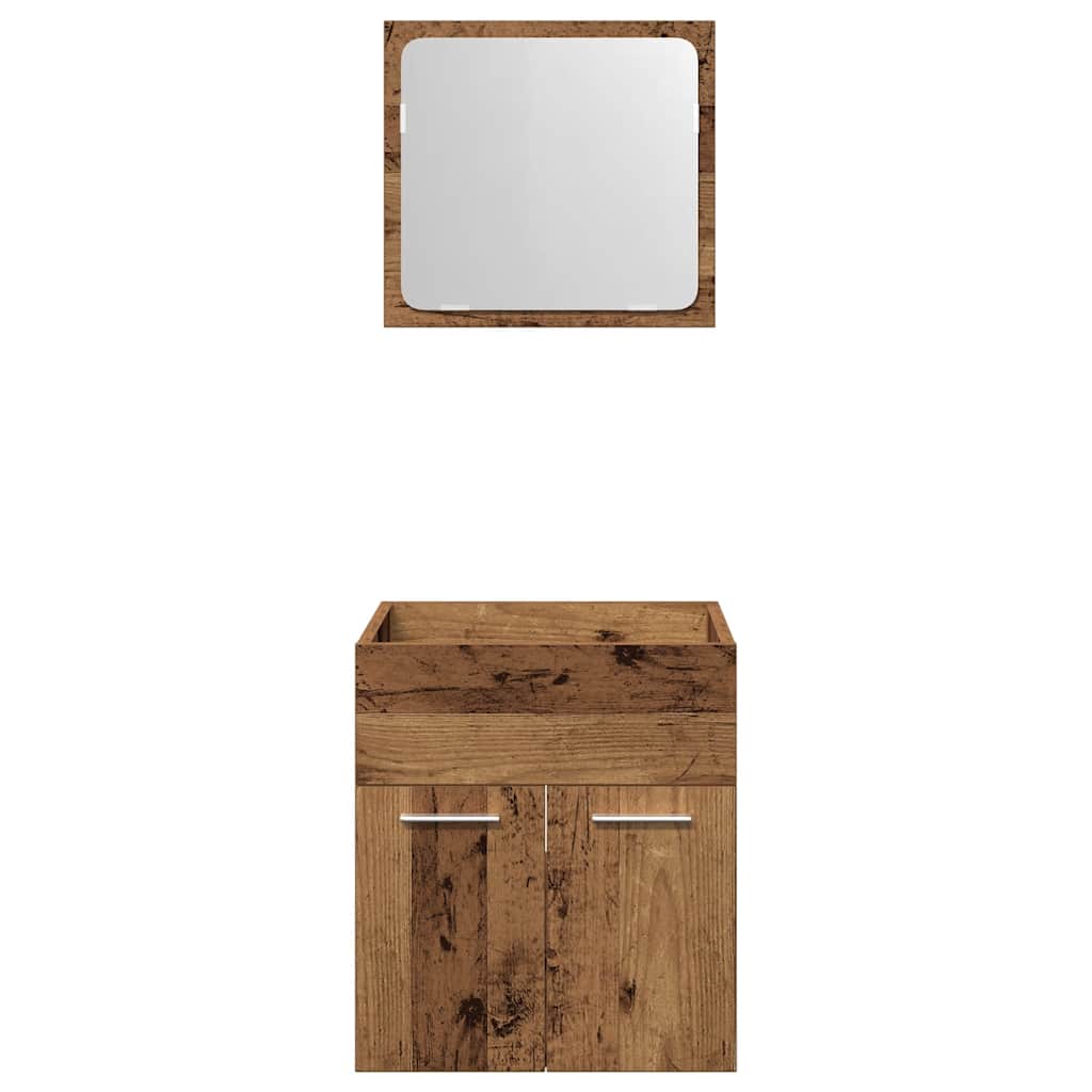 2-delige Badkamermeubelset bewerkt hout oud houtkleurig is nu te koop bij PeponiXL, paradijselijk wonen!