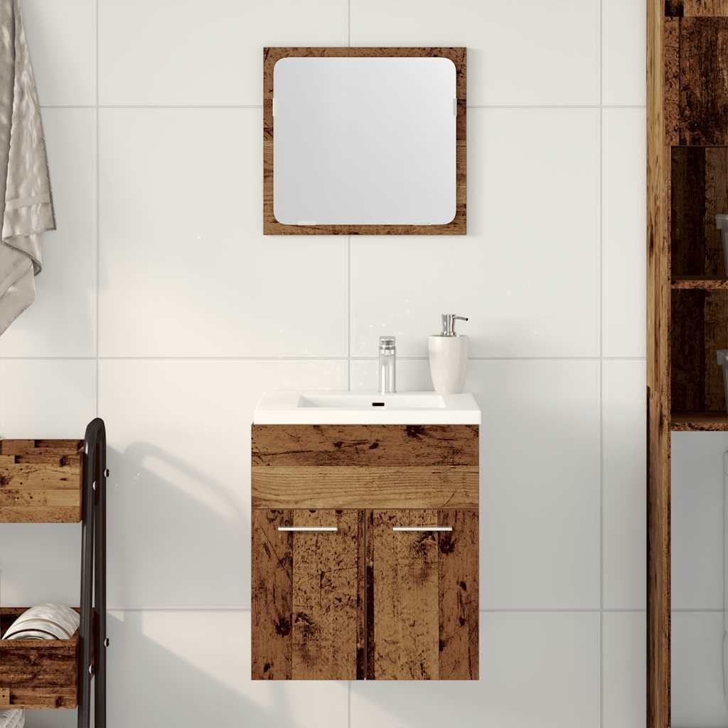2-delige Badkamermeubelset bewerkt hout oud houtkleurig is nu te koop bij PeponiXL, paradijselijk wonen!