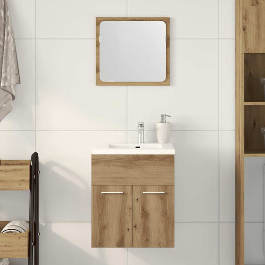 2-delige Badkamermeubelset bewerkt hout artisanaal eikenkleur is nu te koop bij PeponiXL, paradijselijk wonen!