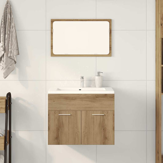 2-delige Badkamermeubelset bewerkt hout artisanaal eikenkleur is nu te koop bij PeponiXL, paradijselijk wonen!