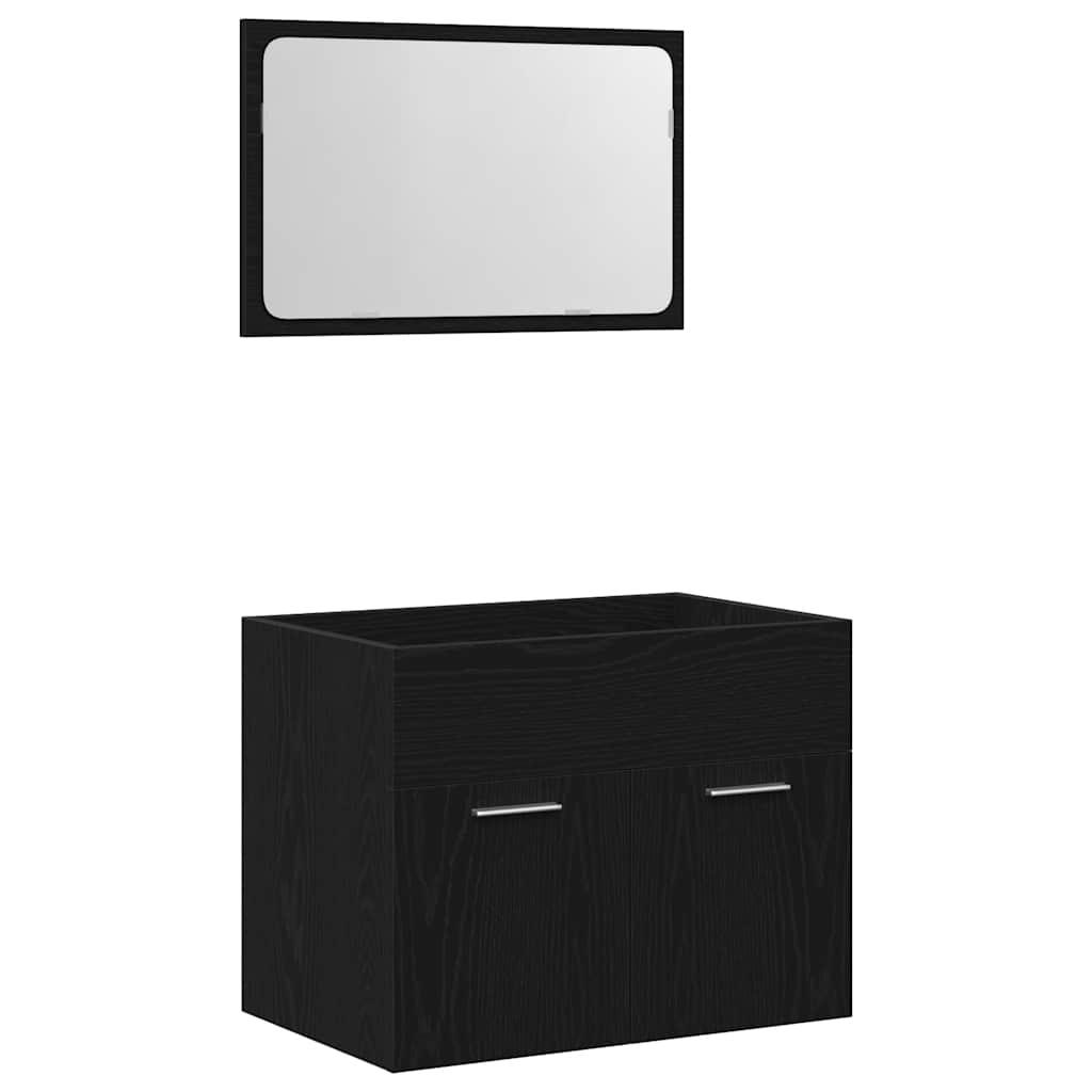 2-delige Badkamermeubelset bewerkt hout zwart eikenhout is nu te koop bij PeponiXL, paradijselijk wonen!