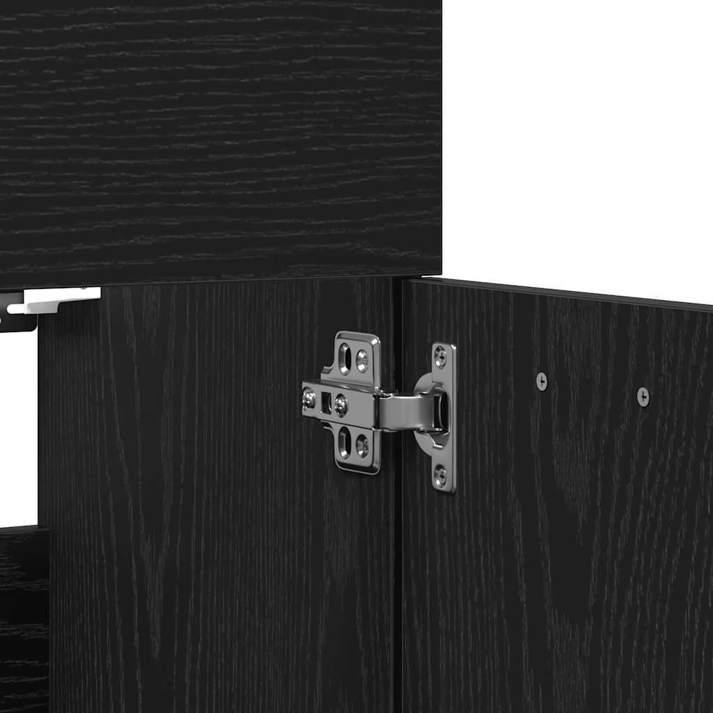 2-delige Badkamermeubelset bewerkt hout zwart eikenhout is nu te koop bij PeponiXL, paradijselijk wonen!