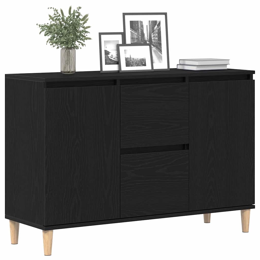 Dressoir met lade Zwart 102 x 35 x 60 cm Bewerkt hout is nu te koop bij PeponiXL, paradijselijk wonen!
