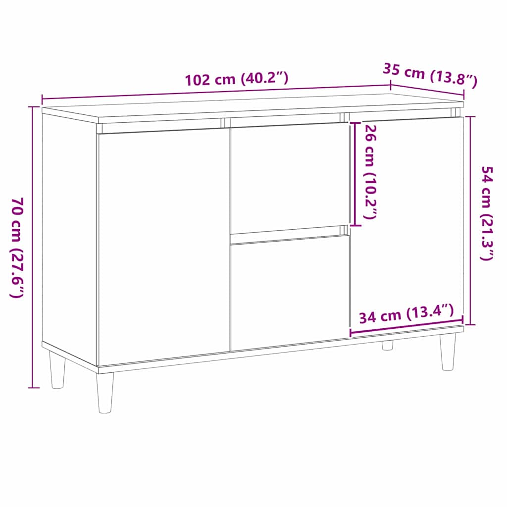 Dressoir met lade Zwart 102 x 35 x 60 cm Bewerkt hout is nu te koop bij PeponiXL, paradijselijk wonen!