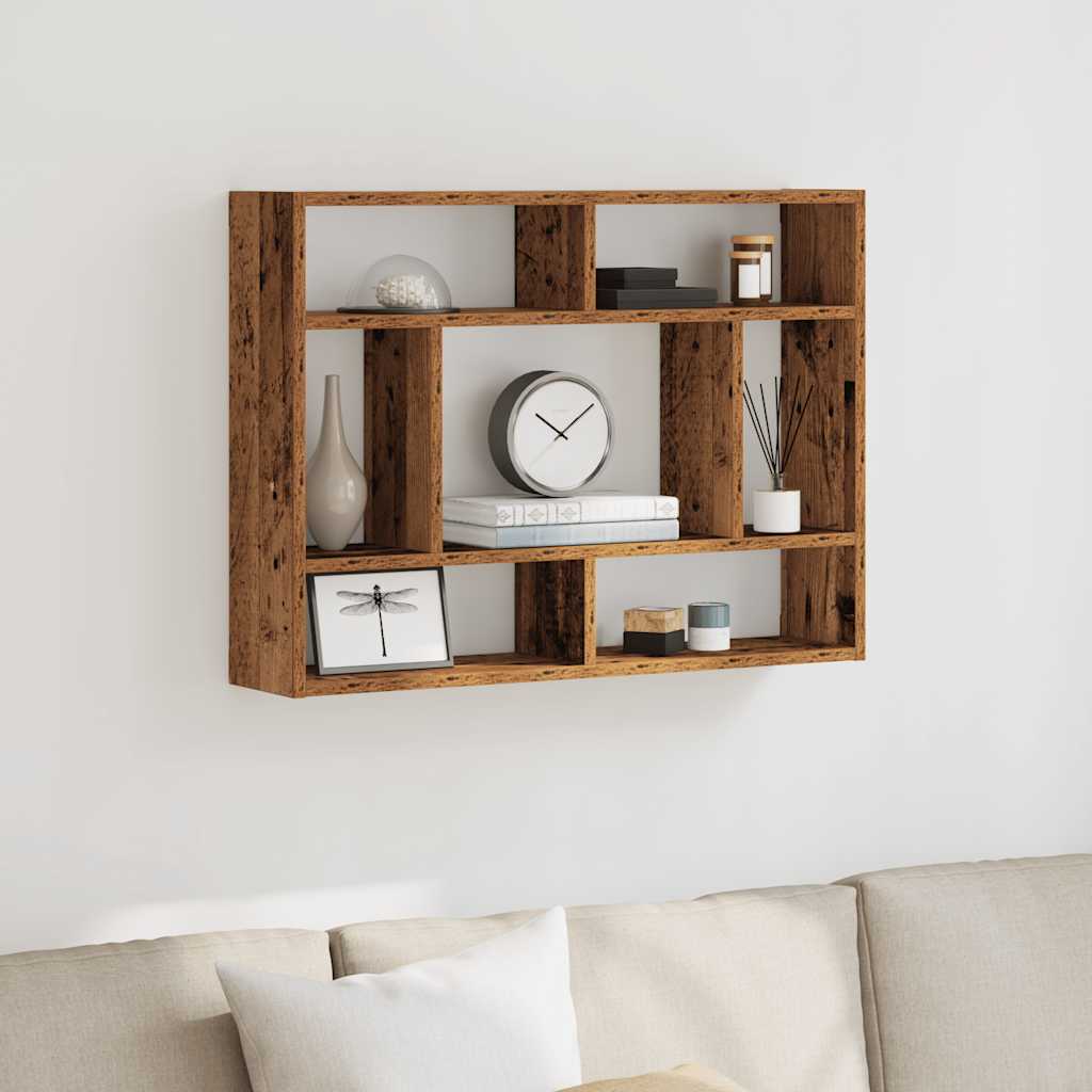 Wandschap 75x16x55 cm bewerkt hout oud houtkleurig is nu te koop bij PeponiXL, paradijselijk wonen!