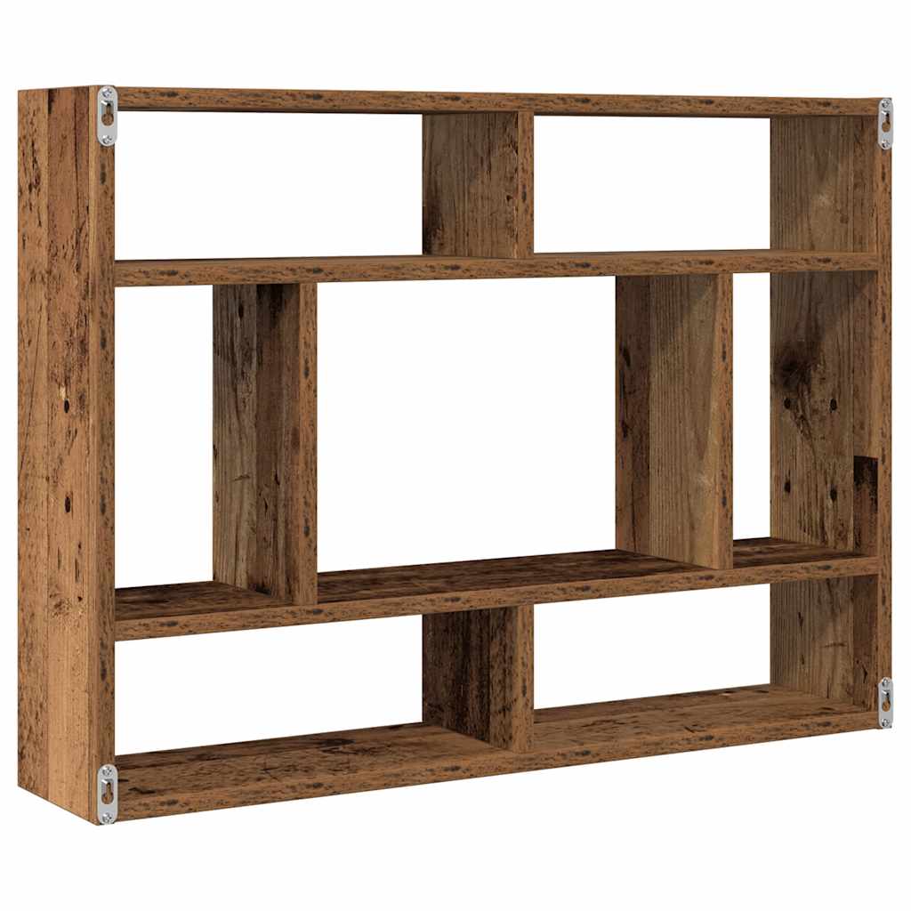 Wandschap 75x16x55 cm bewerkt hout oud houtkleurig is nu te koop bij PeponiXL, paradijselijk wonen!